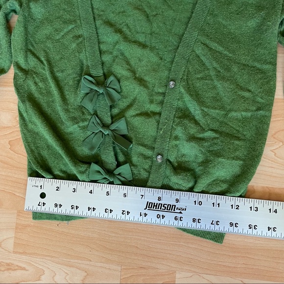 Abercrombie kids Vintage Green Bow Diamond Cardigan Sweater girls XL (0126) - Picture 6 of 12
